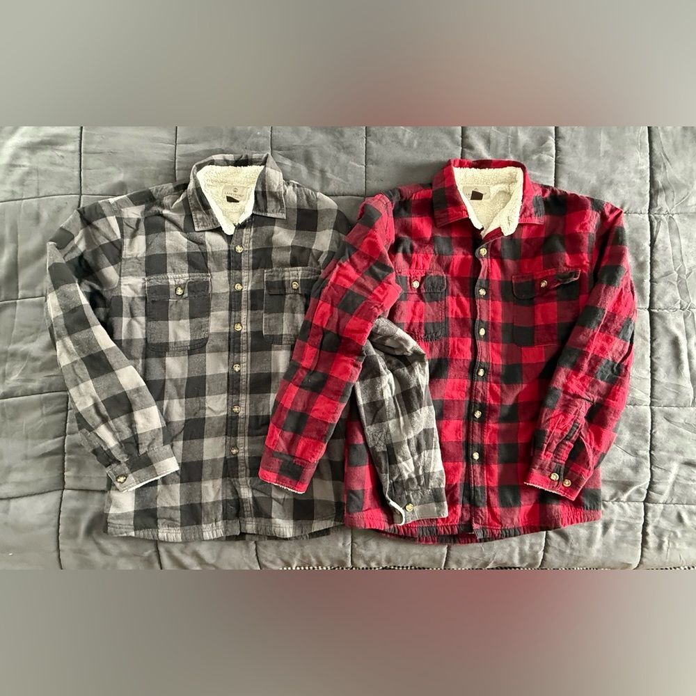 Lanesboro Outdoors Plaid Sherpa-Lined Flannel Shirts 2 piece lot! 2 for 1!